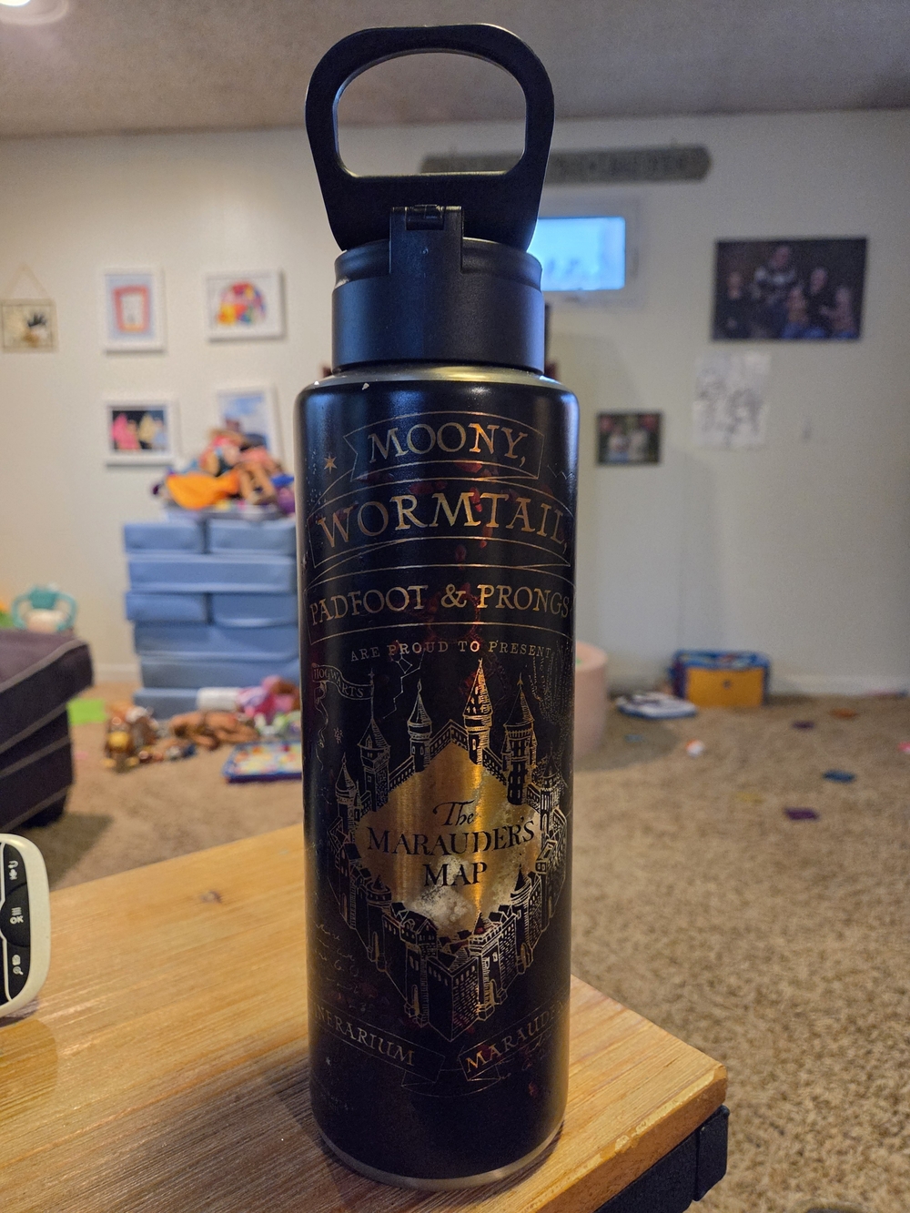 tervis Black Water Bottle with Gold Accent